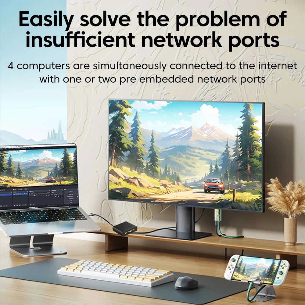 4 WAY RJ45 NETWORK SPLITTER 1000mbs