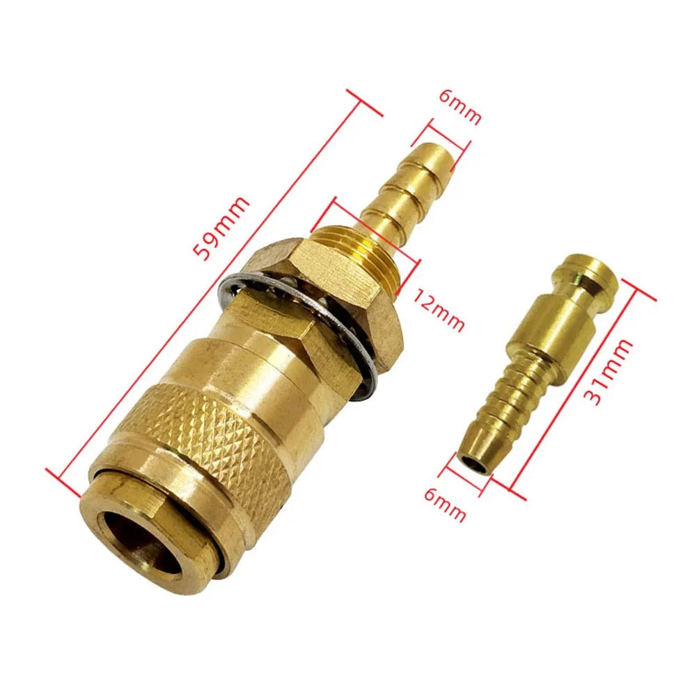 BRASS GAS / WATER QUICK RELEASE FITTING 8mm HOSE CONNECTION