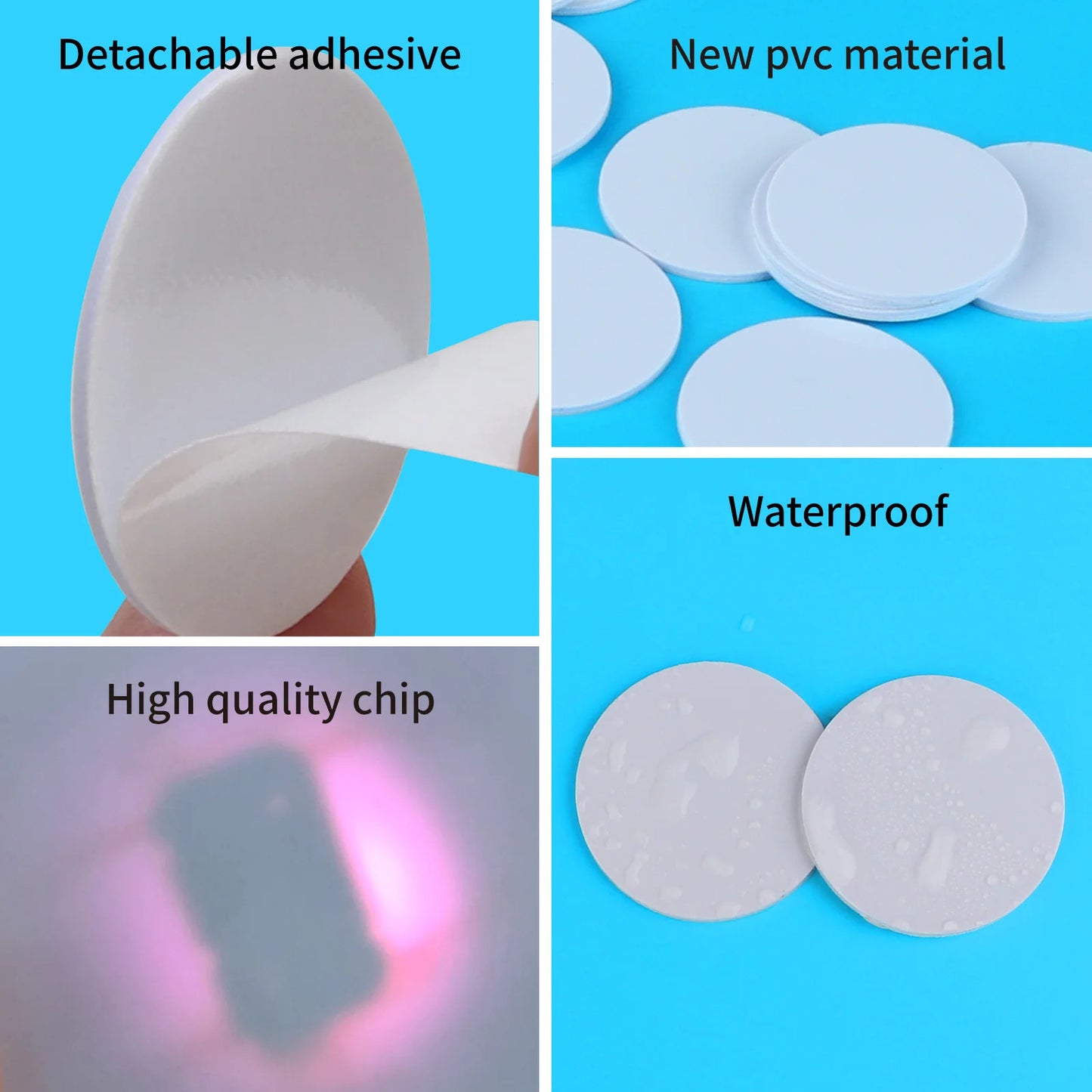 20 x 13.56MHz NTAG215 COIN CARDS - ADHESIVE BACKING NFC