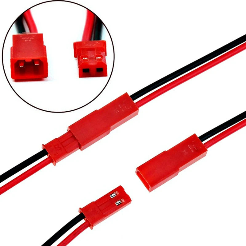 20 x MALE & FEMALE JST PLUG CABLE 2 PIN