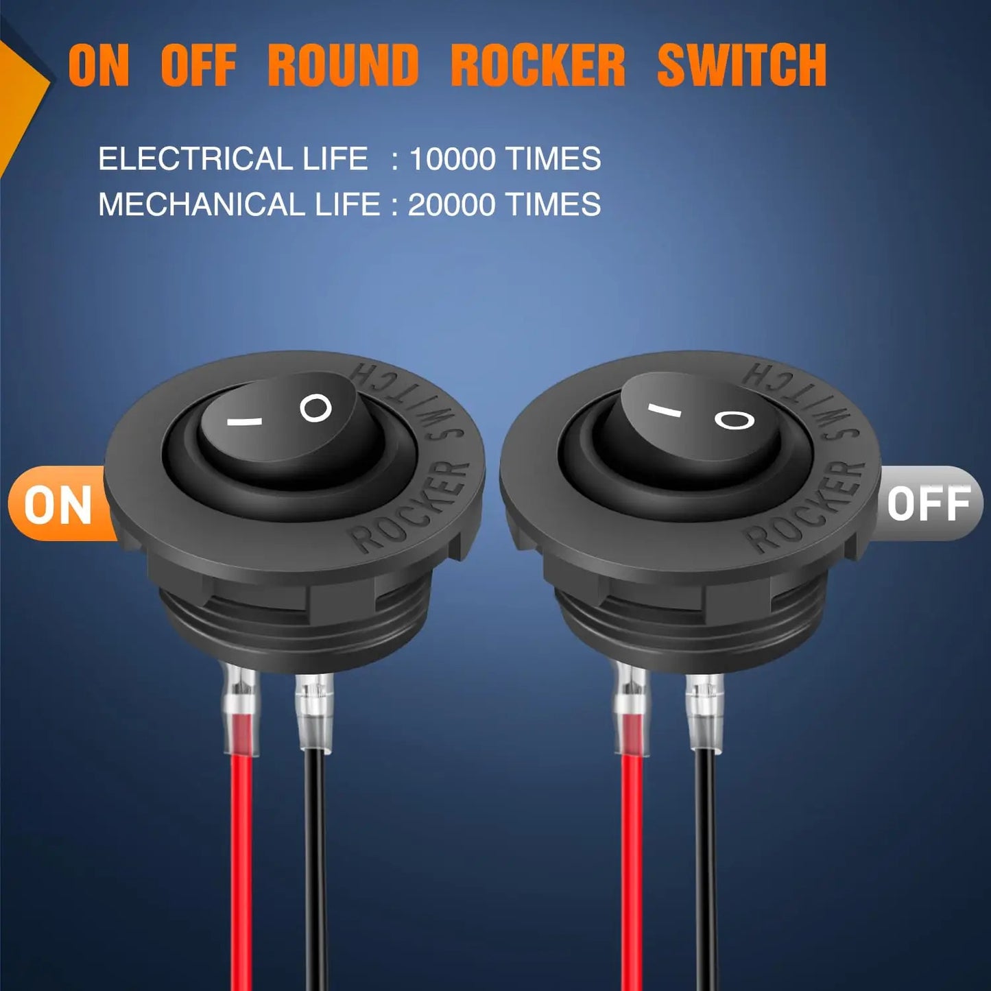 5 x ROCKER SWITCH WITH SURROUNDS & WIRES. ON / OFF