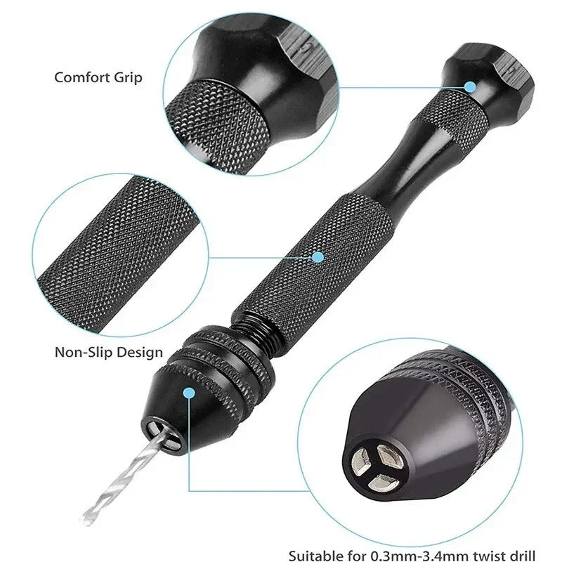 MINI HAND TWIST DRILL & 10 DRILL BITS