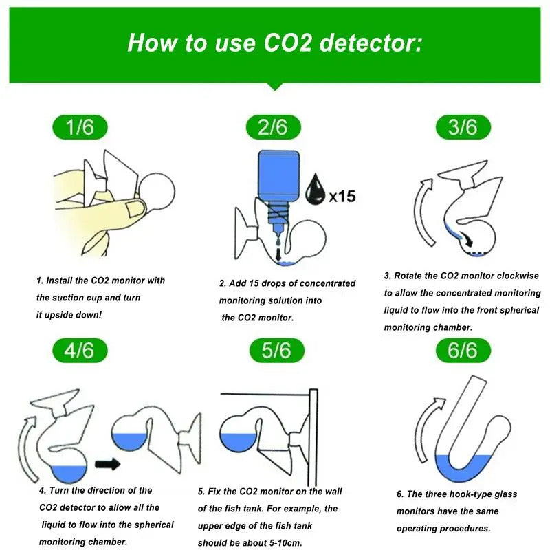 AQUARIUM CO2 INDICATOR SOLUTION 15ml & GLASS MONITOR