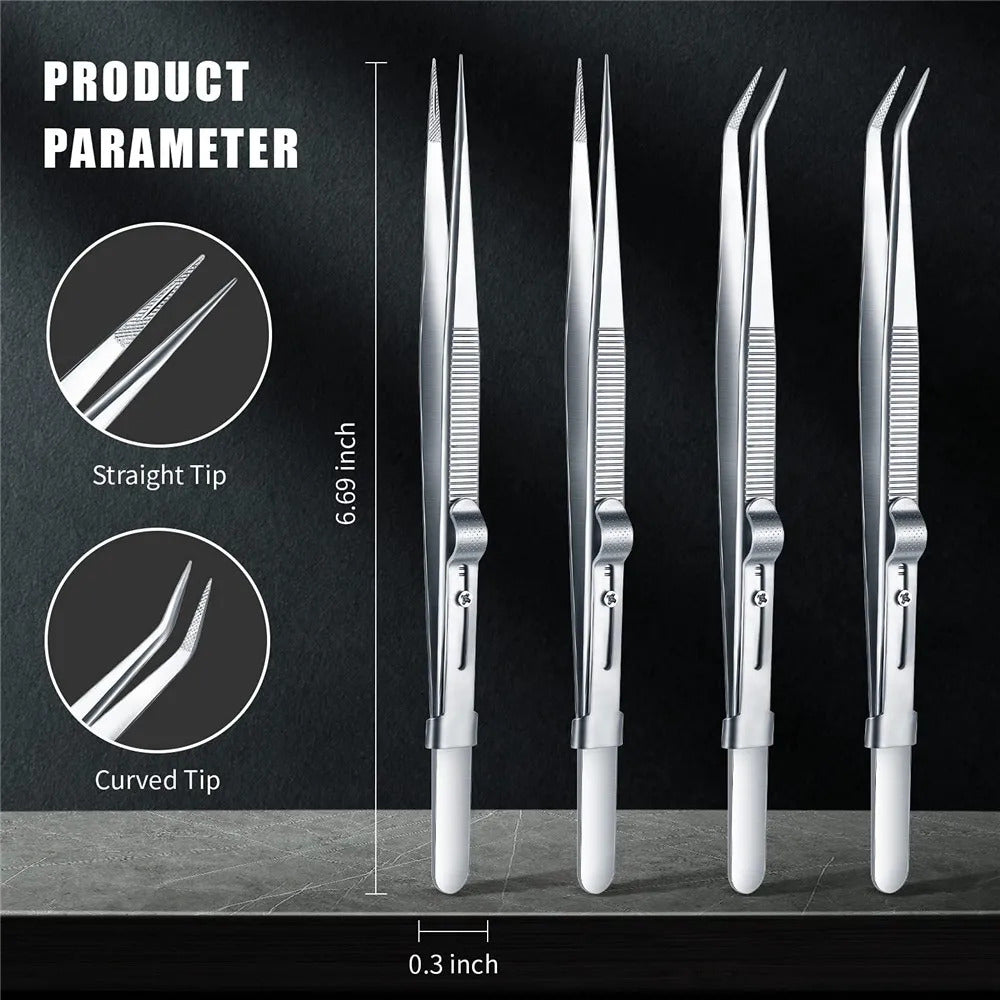 16cm STAINLESS STEEL TWEEZER STRAIGHT / CURVED TIP