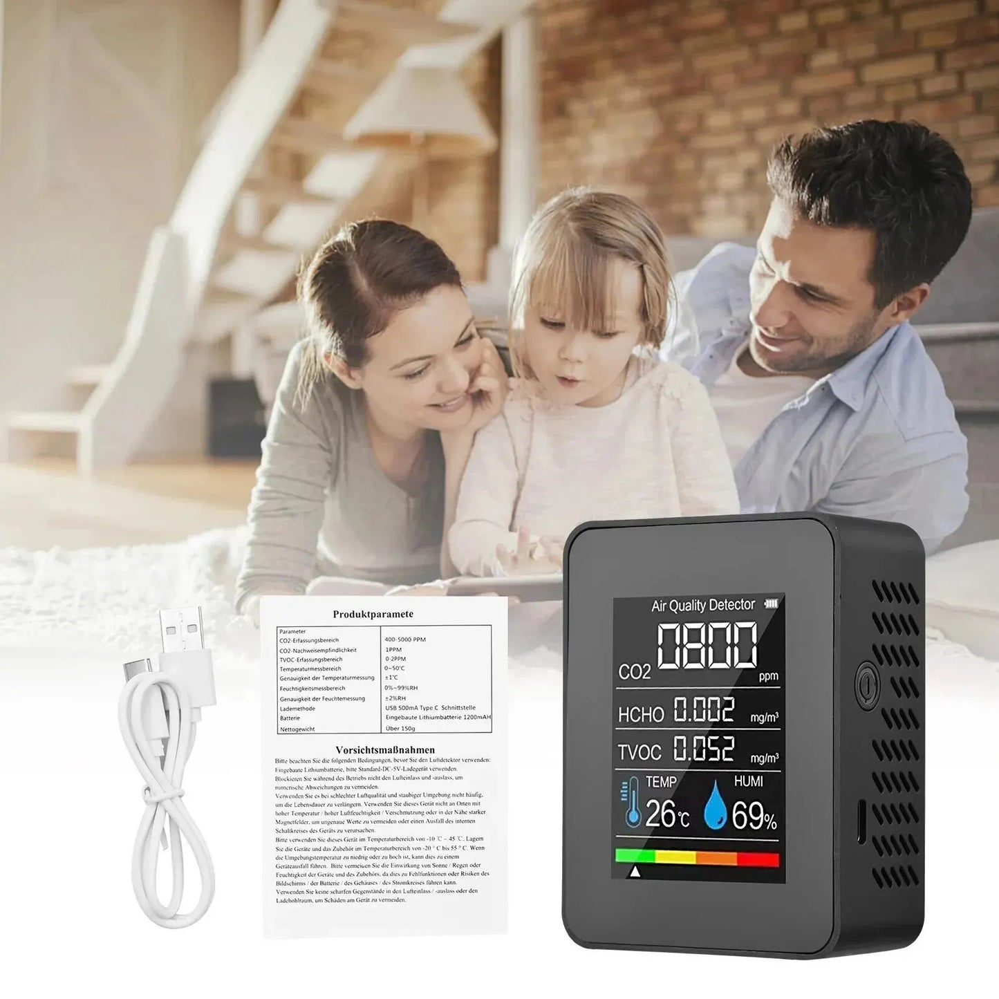 5 IN 1 TEMPERATURE HUMIDITY CO2 METER