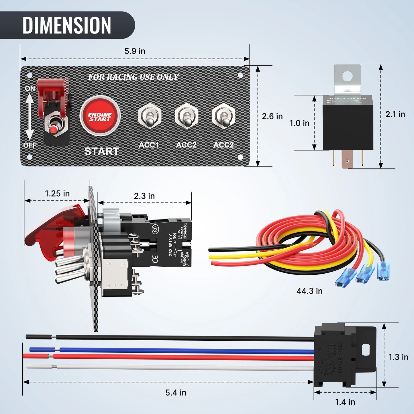 12v RACING CAR IGNITION SWITCH PANEL