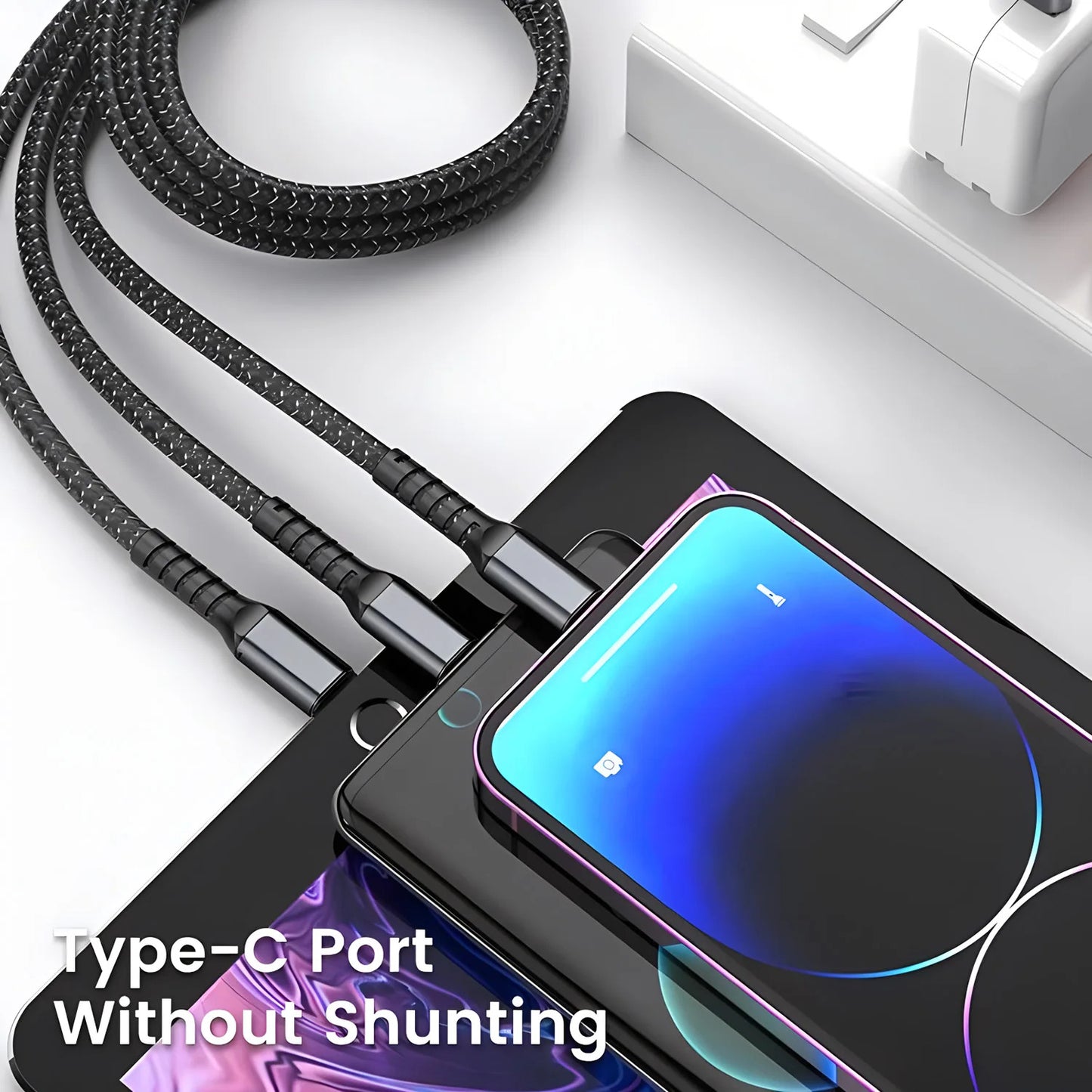 100w FAST CHARGING MULTI WAY CABLE, TYPE C MICRO USB LIGHTNING