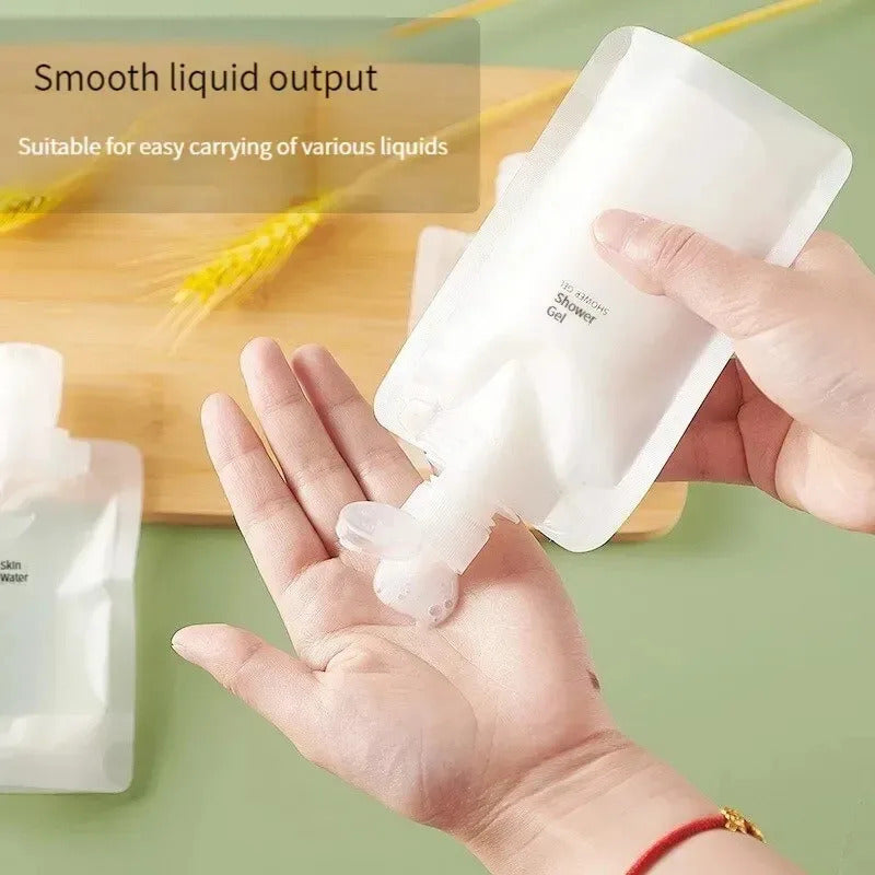 10 x 100ml TRAVEL PORTABLE SIZE REFILLABLE EMPTY SQUEEZE POUCHS