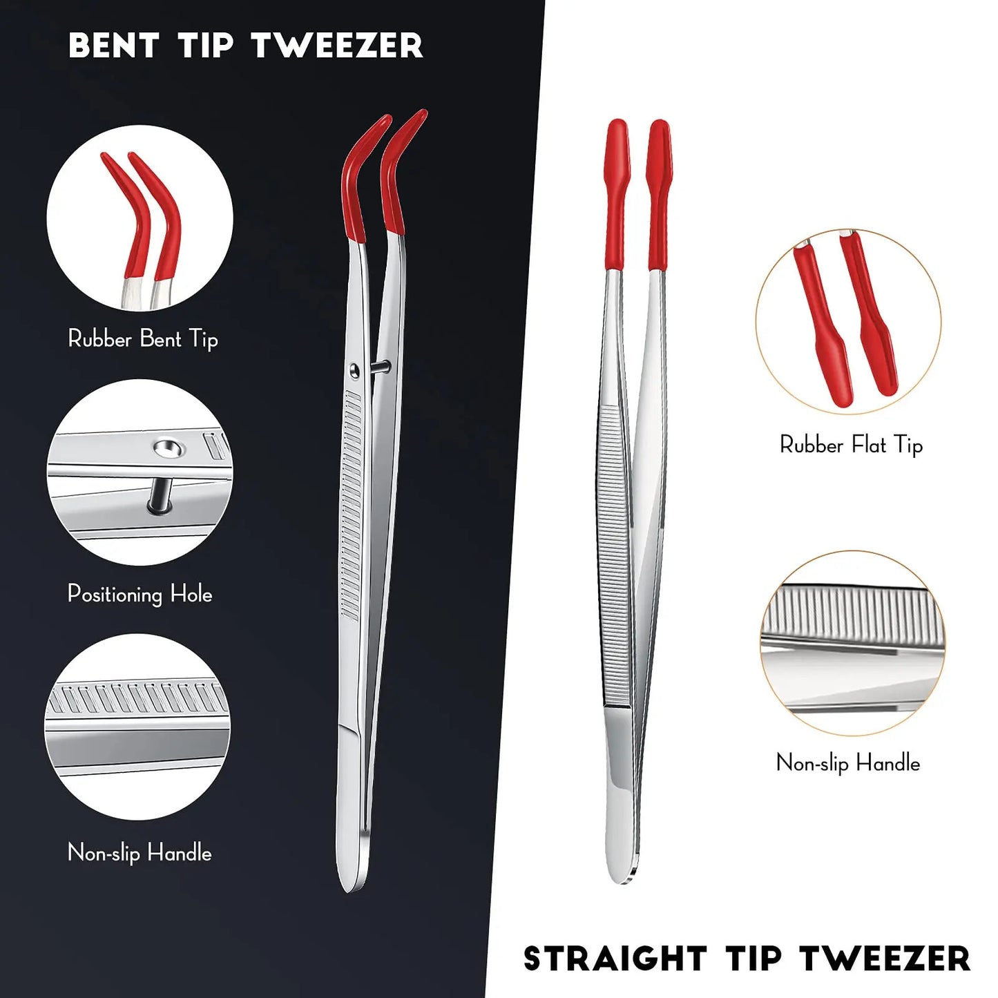 4 x RUBBER TIPPED TWEEZER SET