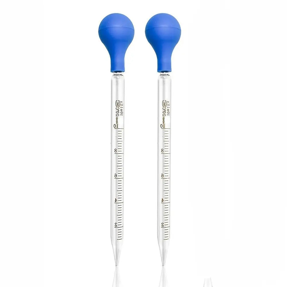 2 x GLASS 10ml PIPETTE WITH CLEANING BRUSH