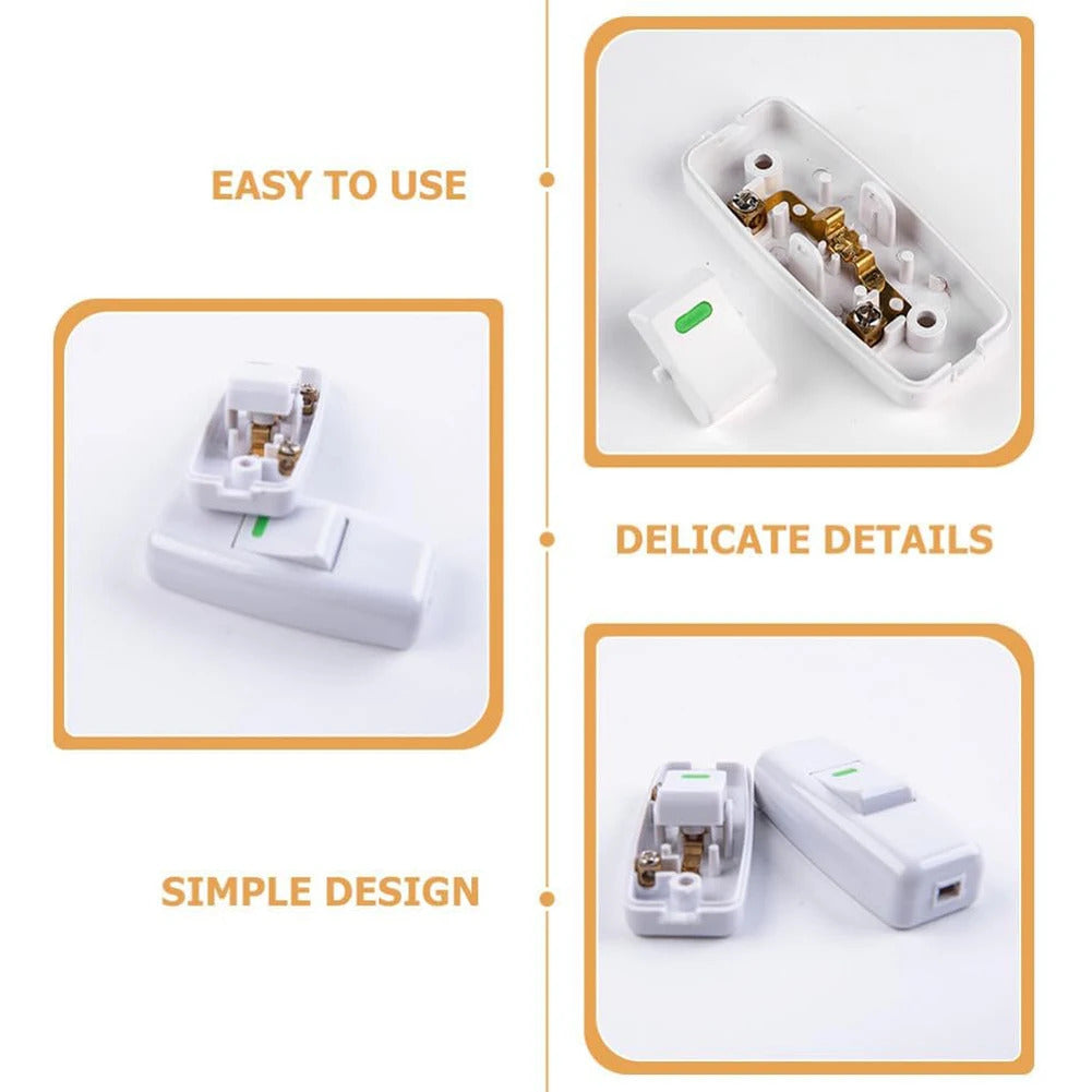 5 x WHITE INLINE CABLE LIGHT SWITCH 250V 10A