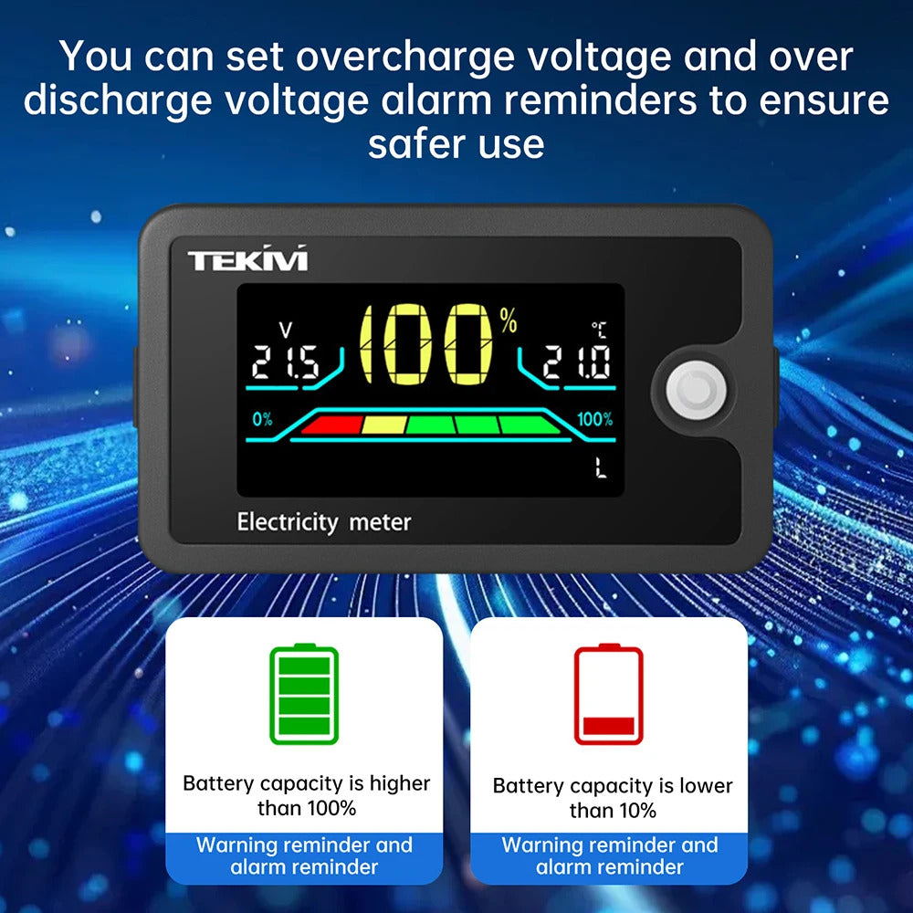 WATERPROOF DIGITAL VOLTAGE METER DC 8-100V LCD DISPLAY BATTERY LEVEL INDICATOR