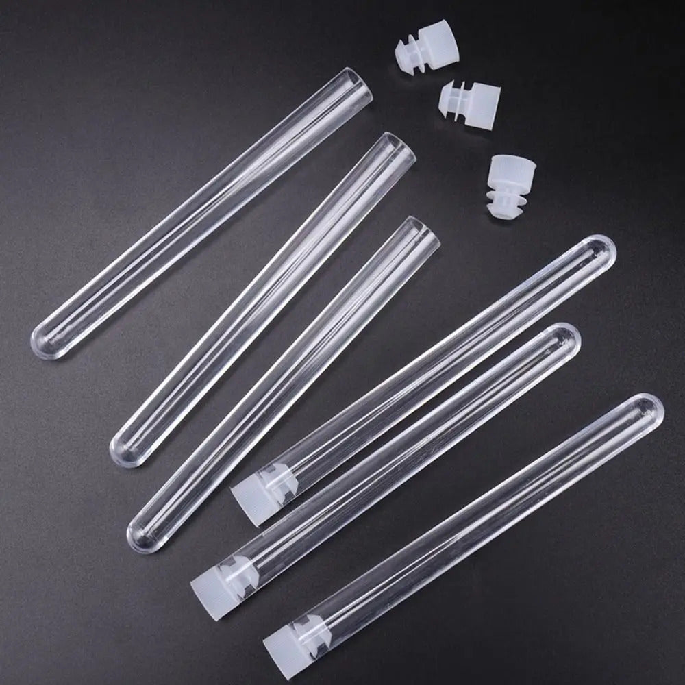 10 x 15x150mm PLASTIC TEST TUBES WITH CAPS