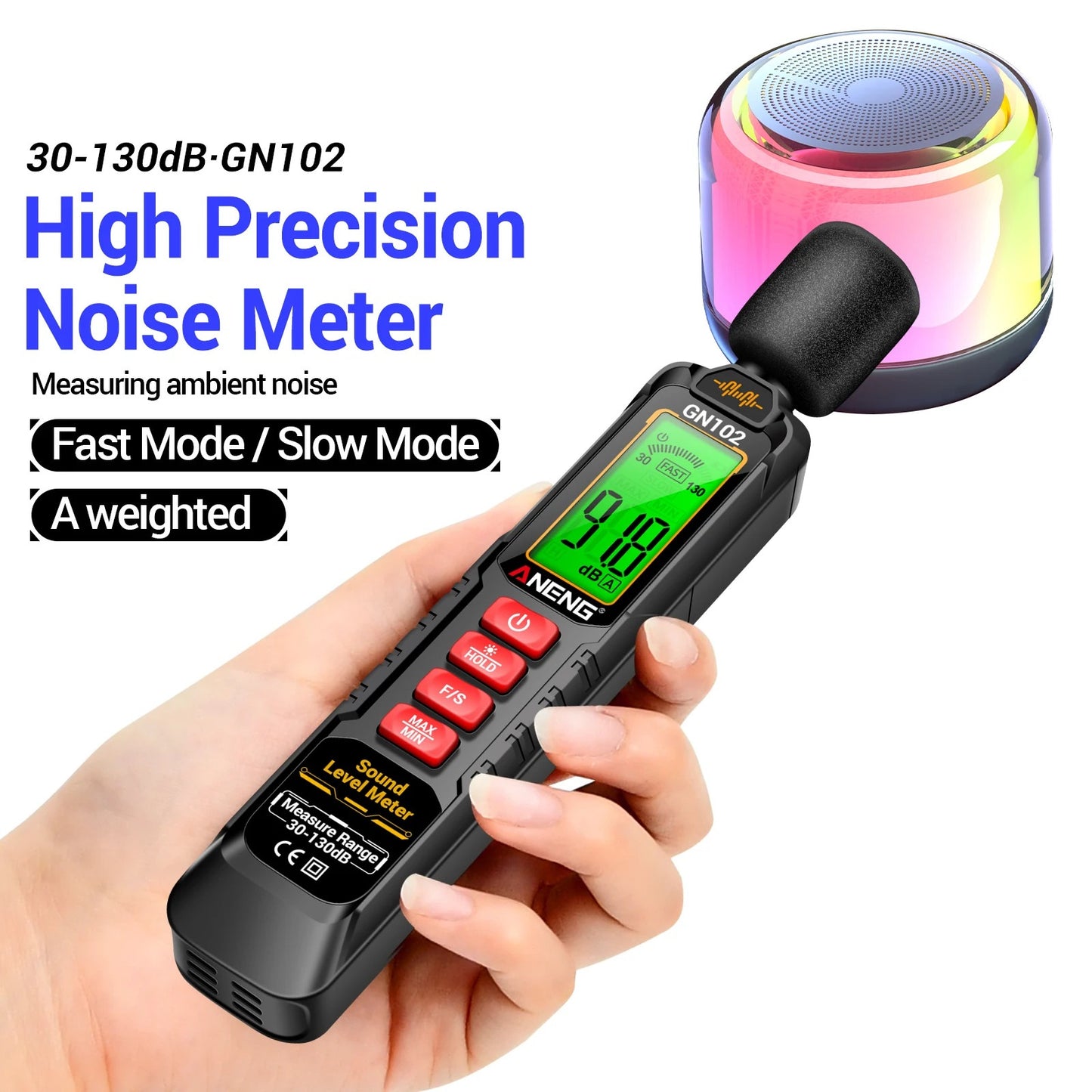 HANDHELD DECIBEL METER 30-130dB