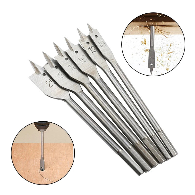 6 x FLAT WOOD DRILL BIT SET
