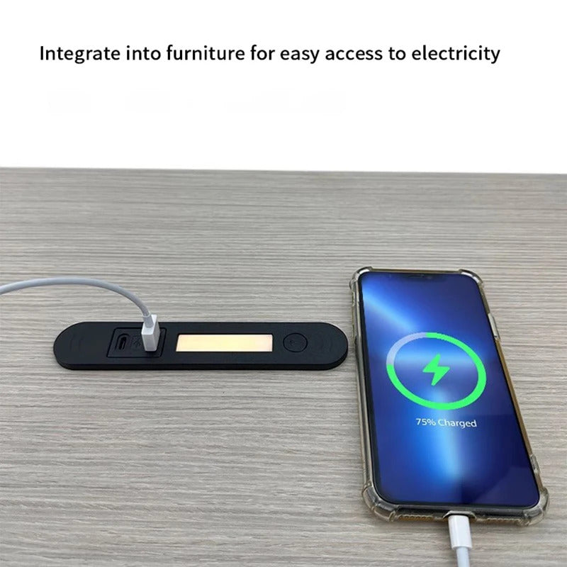 RECESSED USB TYPE A & C SOCKETS WITH LIGHT