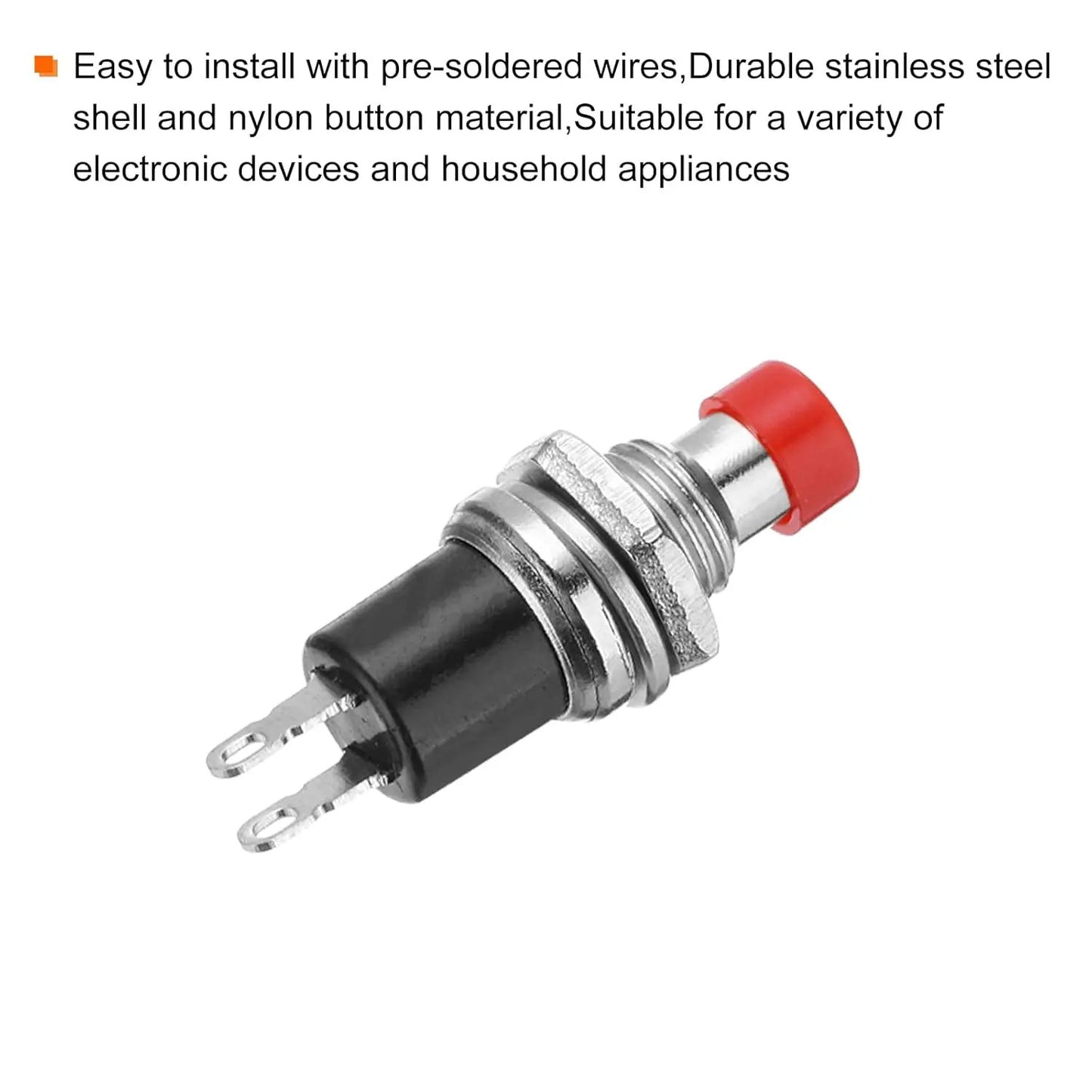 20 x MINI MOMENTARY PUSH SWITCHES - 1A 250V AC 7mm NO BLACK & RED