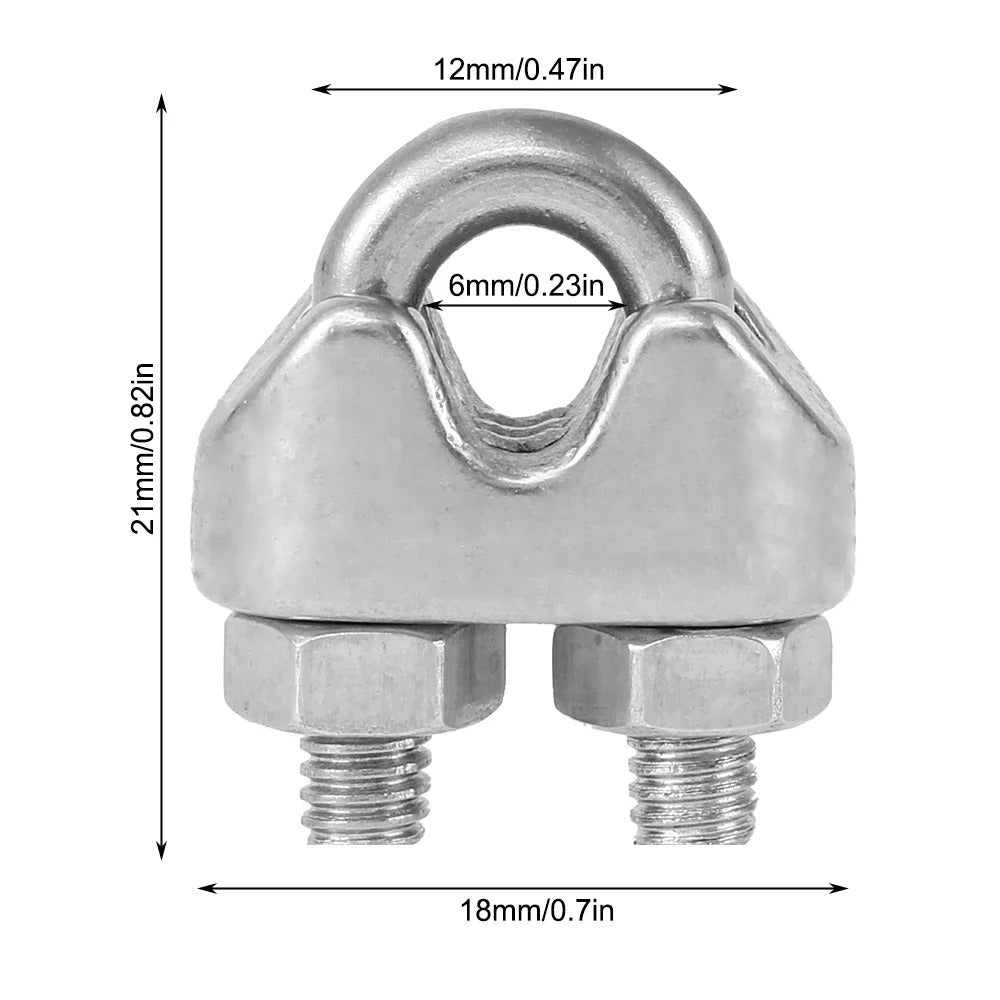 12 x U TYPE M3 STAINLESS STEEL CABLE CLAMPS