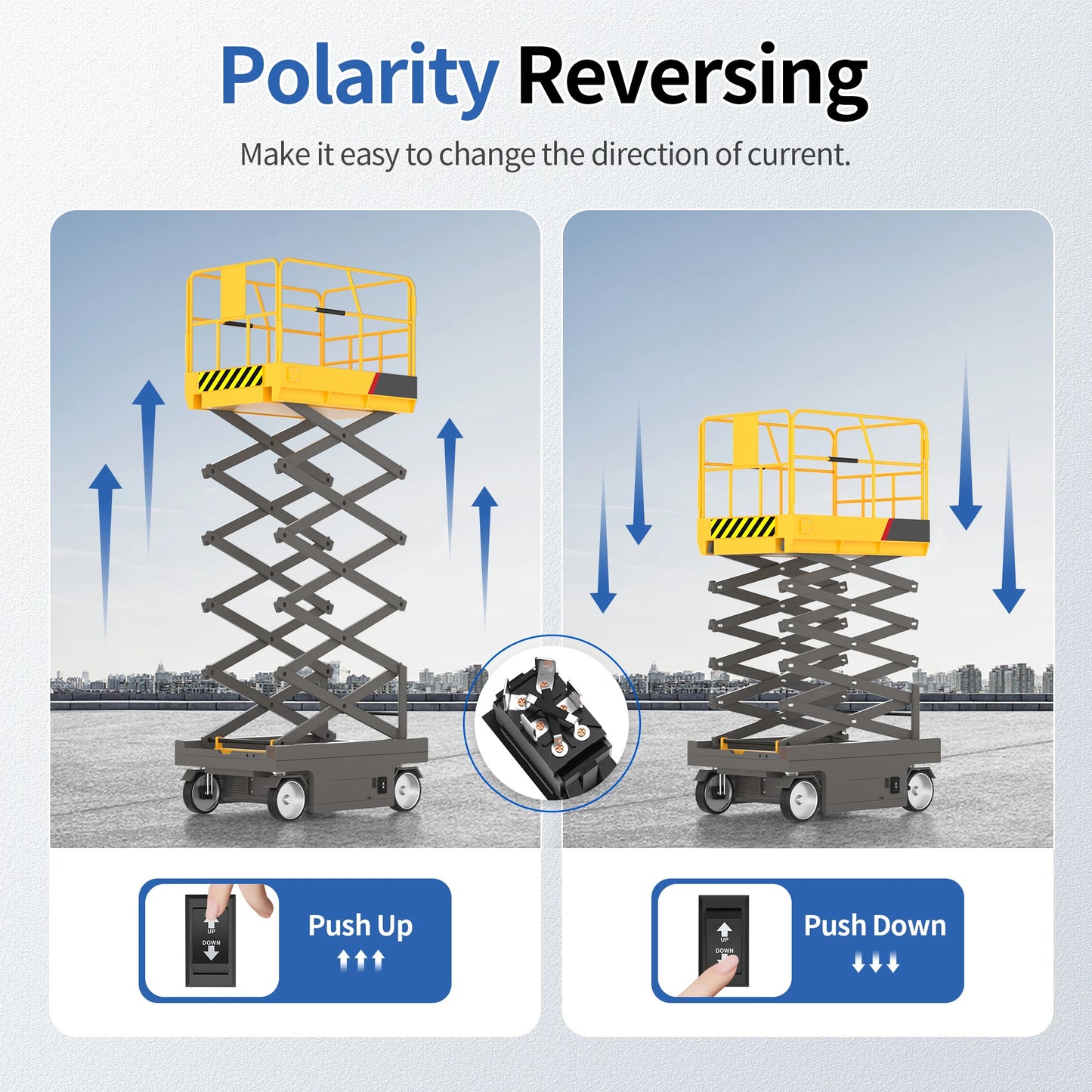 UP & DOWN MOMENTARY ROCKER SWITCH REVERSE POLARITY 12V 30A DPDT