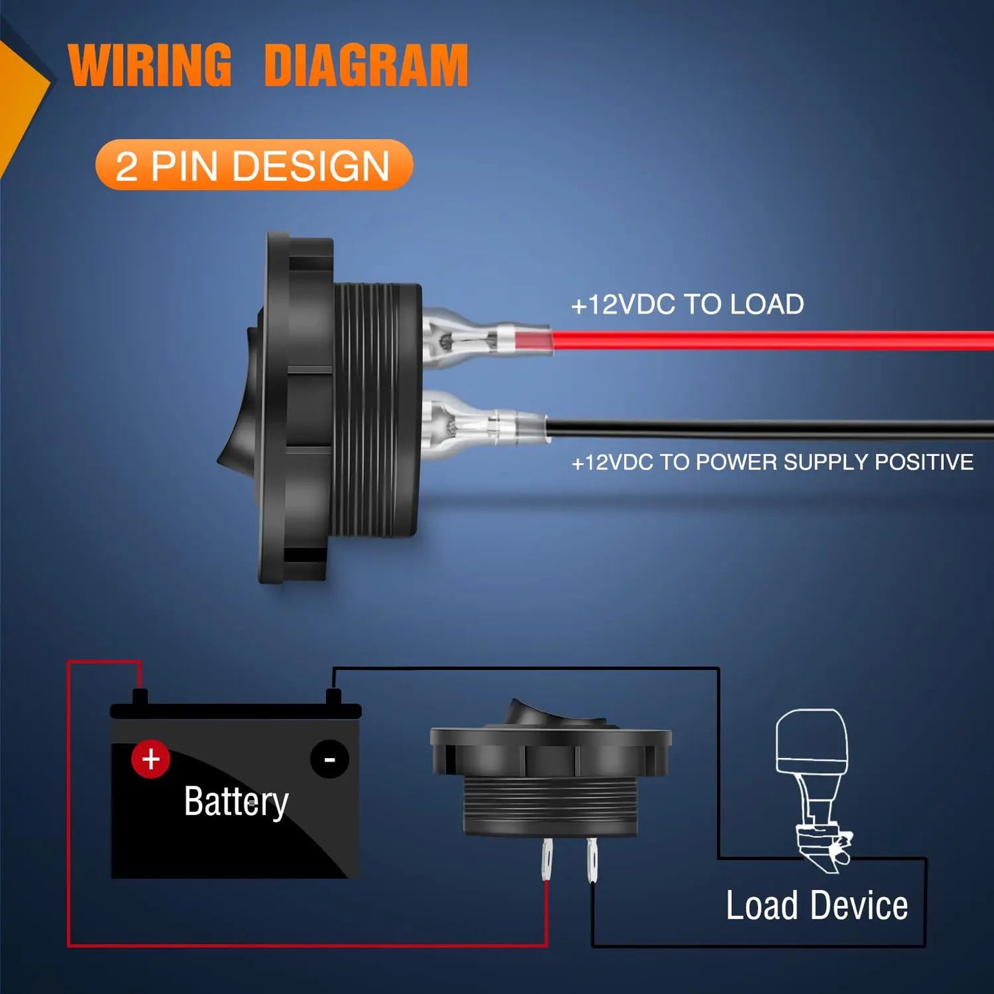 5 x ROCKER SWITCH WITH SURROUNDS & WIRES. ON / OFF