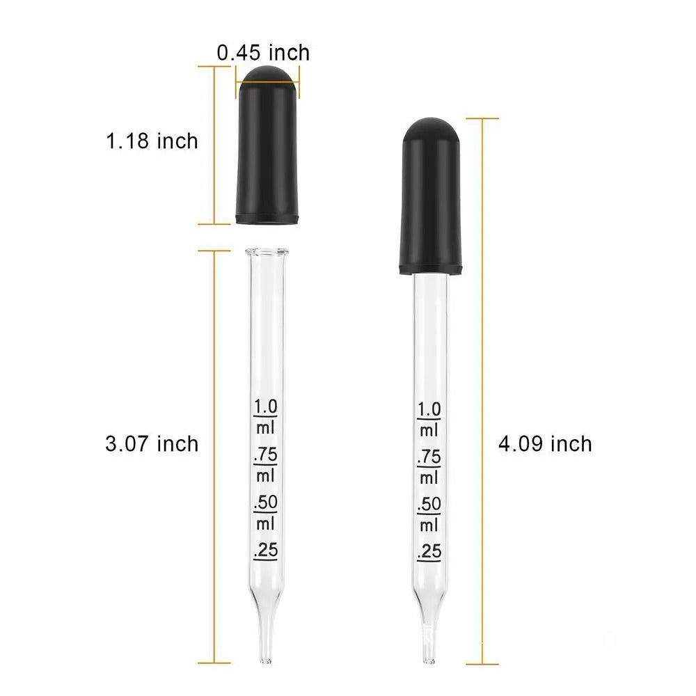 7 x 1ml GLASS DROPPER PIPETTE - STRAIGHT & ELBOW