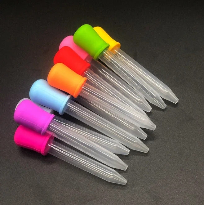 10 x 5ml SILICONE PLASTIC PIPETTES COLOURED DROPPER