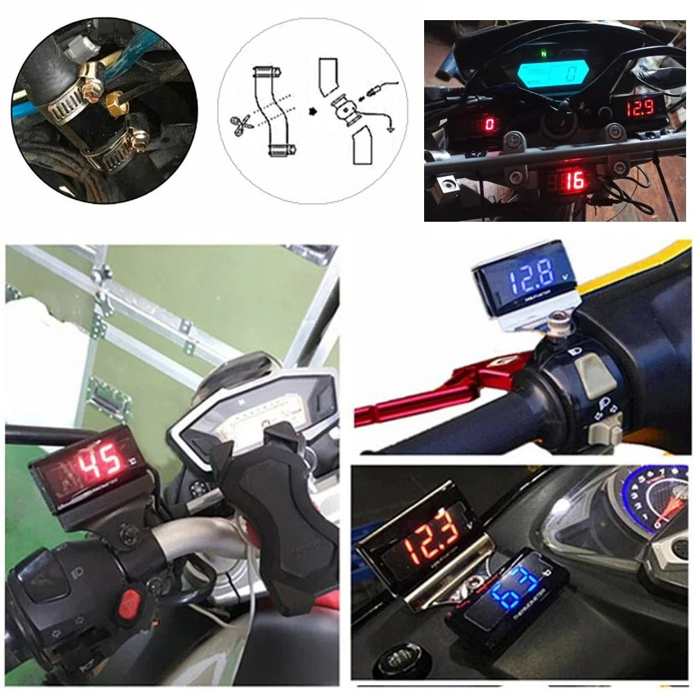 MOTORCYCLE WATER TEMPERATURE MINI METER BLUE SCREEN 16mm & 20mm