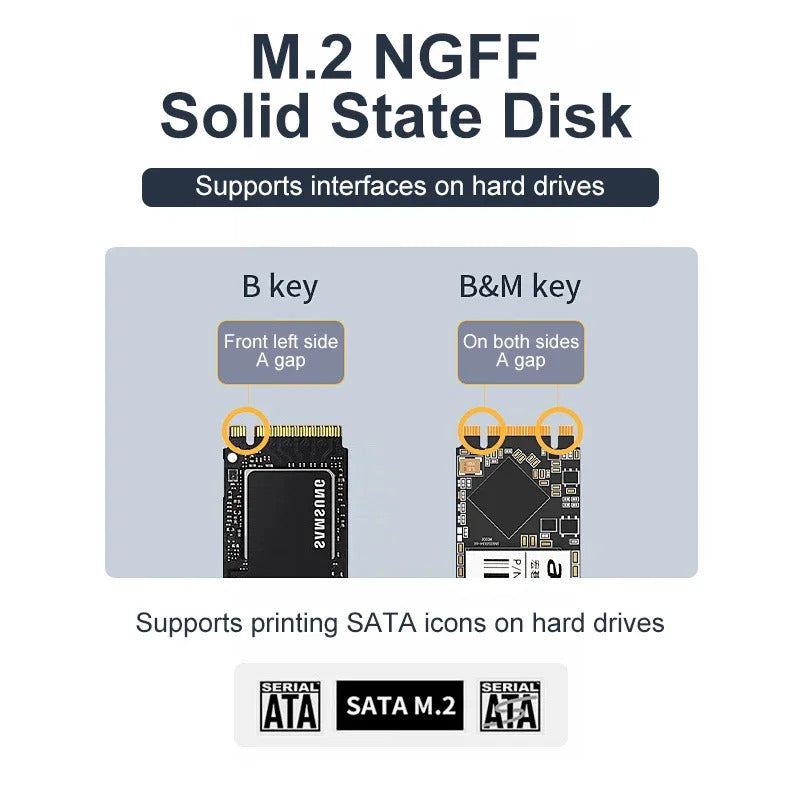 PORTABLE M.2 SSD ENCLOSURE CASE NGFF SATA USB HARD DRIVE