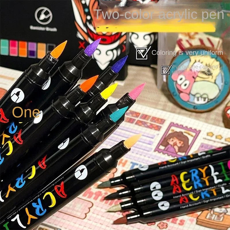 24 COLOUR ACRYLIC MARKER SET - DUAL ENDED