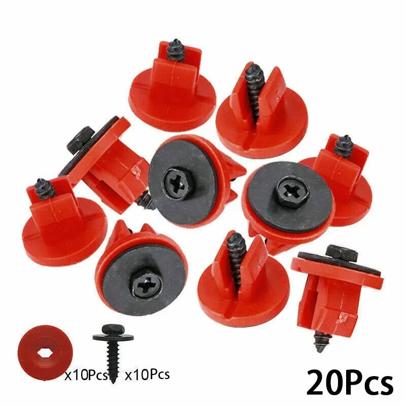 20PC FORD VOLVO UNDERTRAY SCREWS & PLASTIC GROMMETS 10MM X 8MM FASTENERS