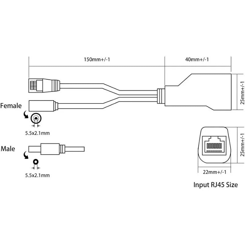 1 PAIR PASSIVE PoE INJECTOR & SPLITTER