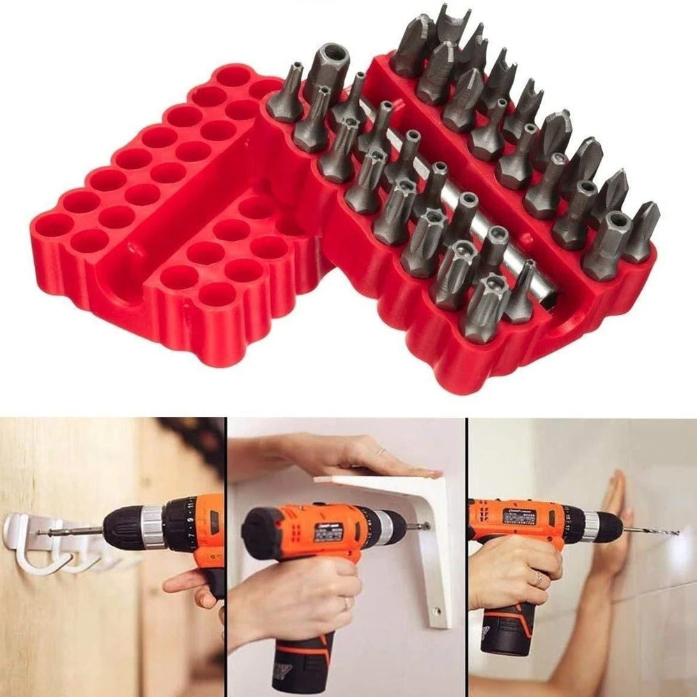 33 PIECE SCREWDRIVER BIT SET WITH MAGNETIC BIT HOLDER IN CASE