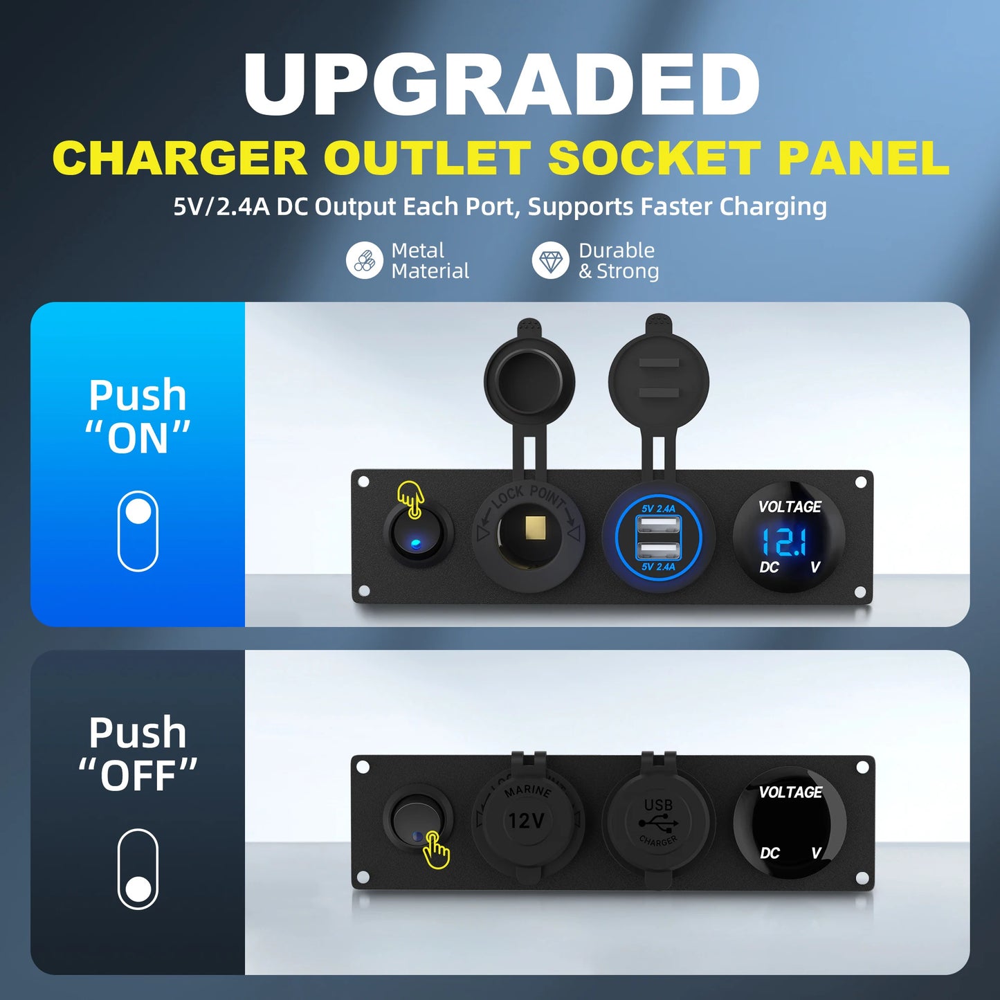 4 in 1 CAR CHARGER SOCKET PANEL VOLTMETER SWITCH