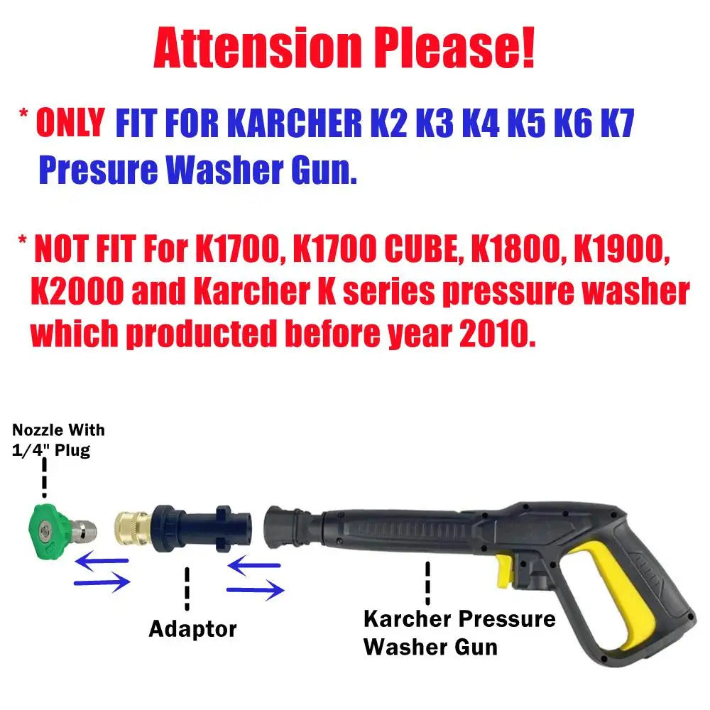 KARCHER COMPATABLE 1/4" QUICK CONNECT ATTACHMENT & 5 JETS