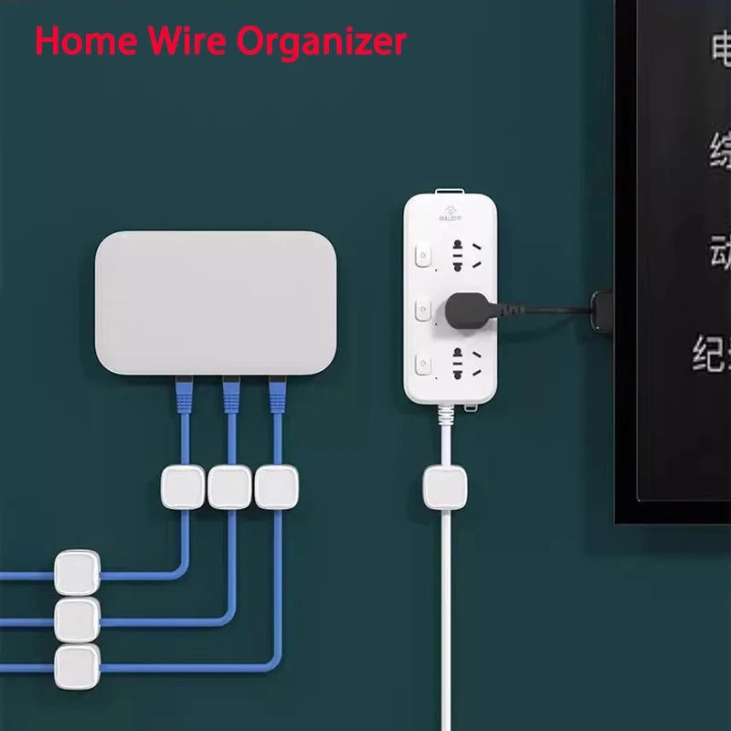 6 x MAGNETIC WIRE CLIP HOLDERS TIDYS BLACK & WHITE SELF ADHESIVE