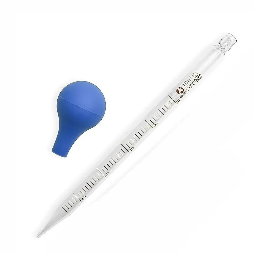 2 x GLASS 10ml PIPETTE WITH CLEANING BRUSH