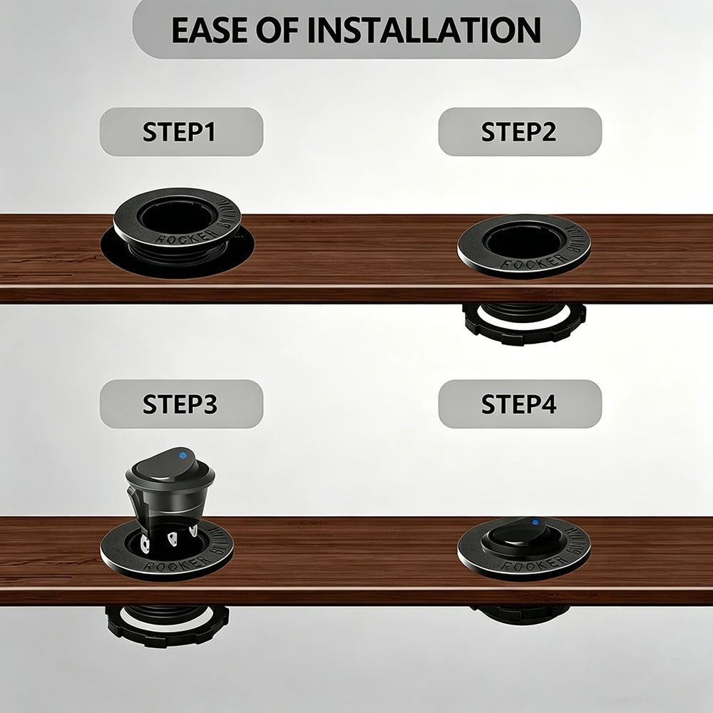 3 x BLACK ROUND ROCKER SWITCH PANEL MOUNTS