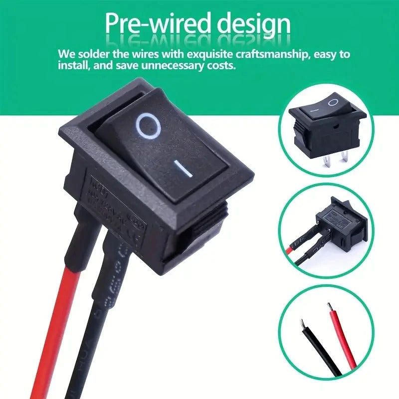 10 x PRE WIRED ROCKER SWITCH RECTANGULAR