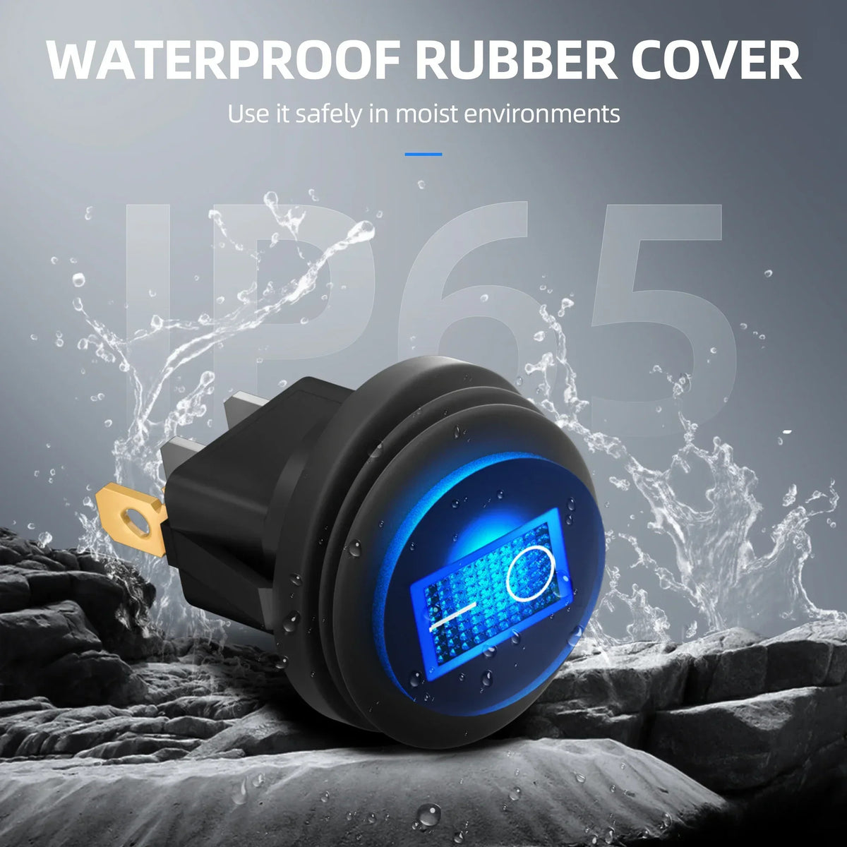 5 x RED / BLUE LED WATERPROOF ROCKER SWITCH PRE WIRED SPST 3 PIN ROUND ON OFF