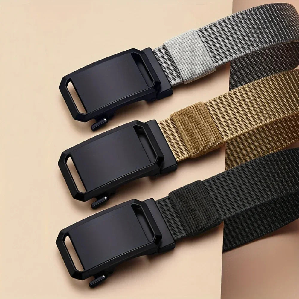 MEN'S CANVAS BELT 120CM TACTICAL MILITARY CASUAL AUTOMATIC BUCKLE WORK OUTDOOR