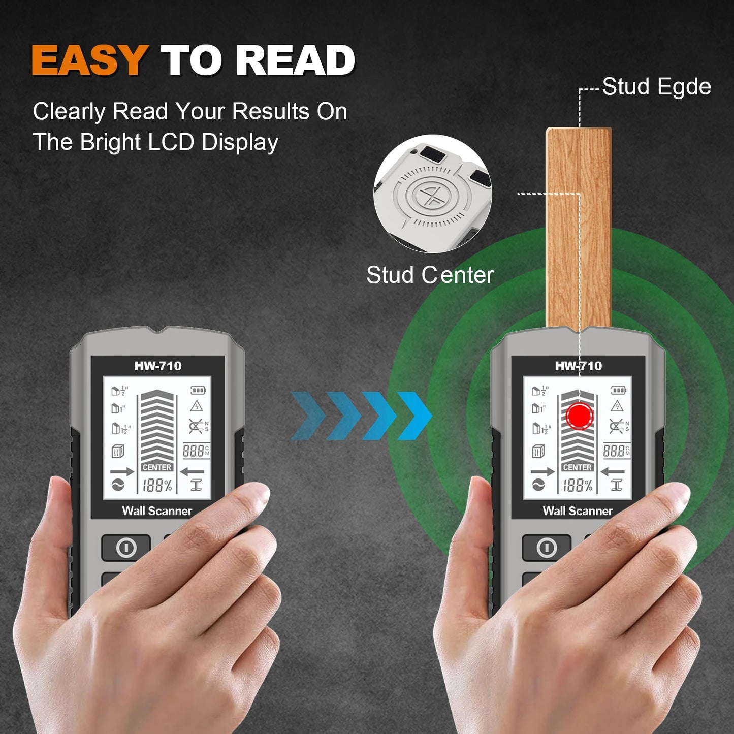 HANDHELD WALL STUD FINDER METAL AND WOOD