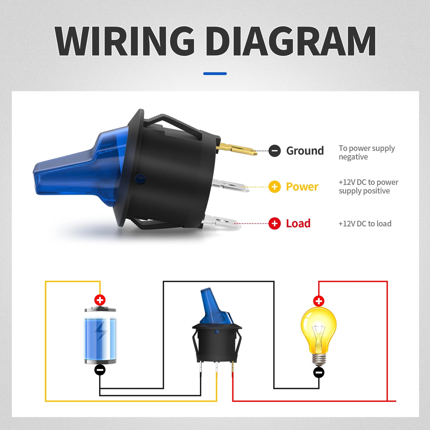 4 x LED TOGGLE ROCKER SWITCH 12V 20A