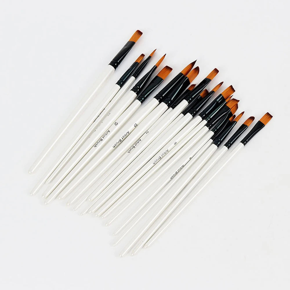 6 x PRO PAINT BRUSH SET - FLAT ROUND ANGLED FILBERT