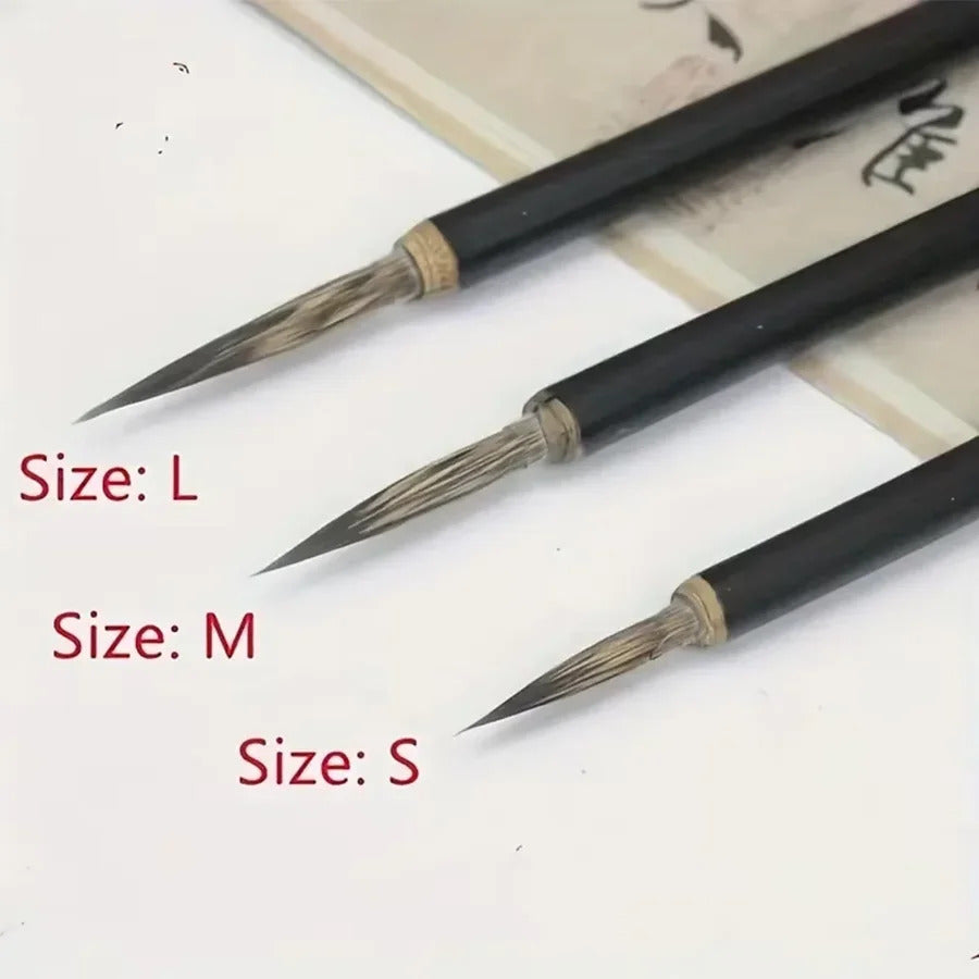3 x CHINESE CALLIGRAPHY BRUSH SET