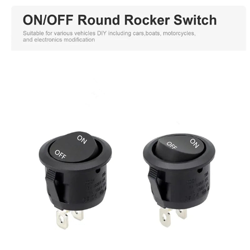 10 x ROUND ON OFF ROCKER SWITCH PRE WIRED 12V 6A/250V