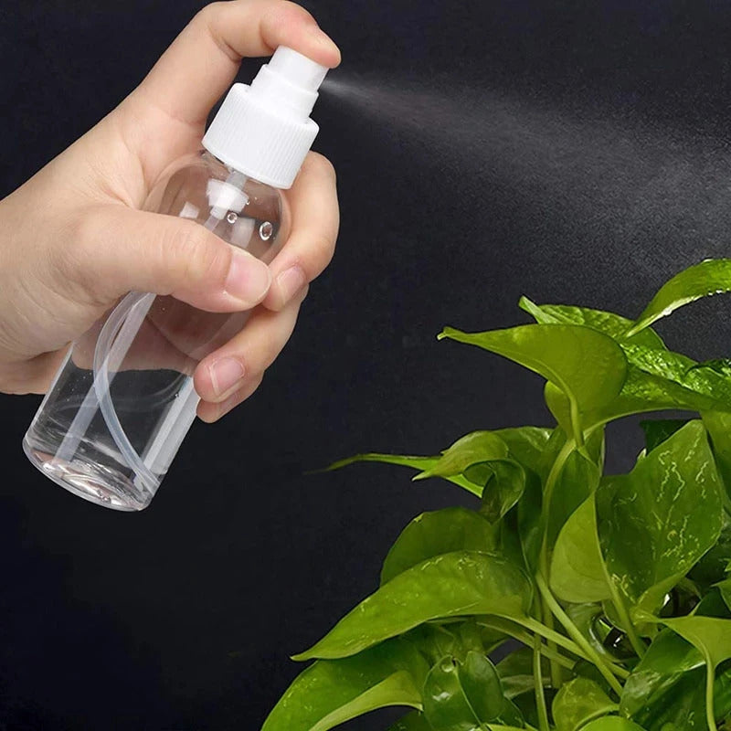 10 x 100ml CLEAR PLASTIC SPRAY BOTTLES WITH CAPS