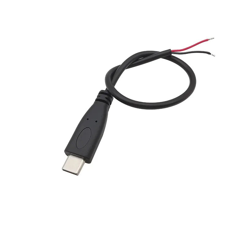 10 x 5V USB TYPE C MALE PLUG PRE WIRED, 2 PIN BLACK