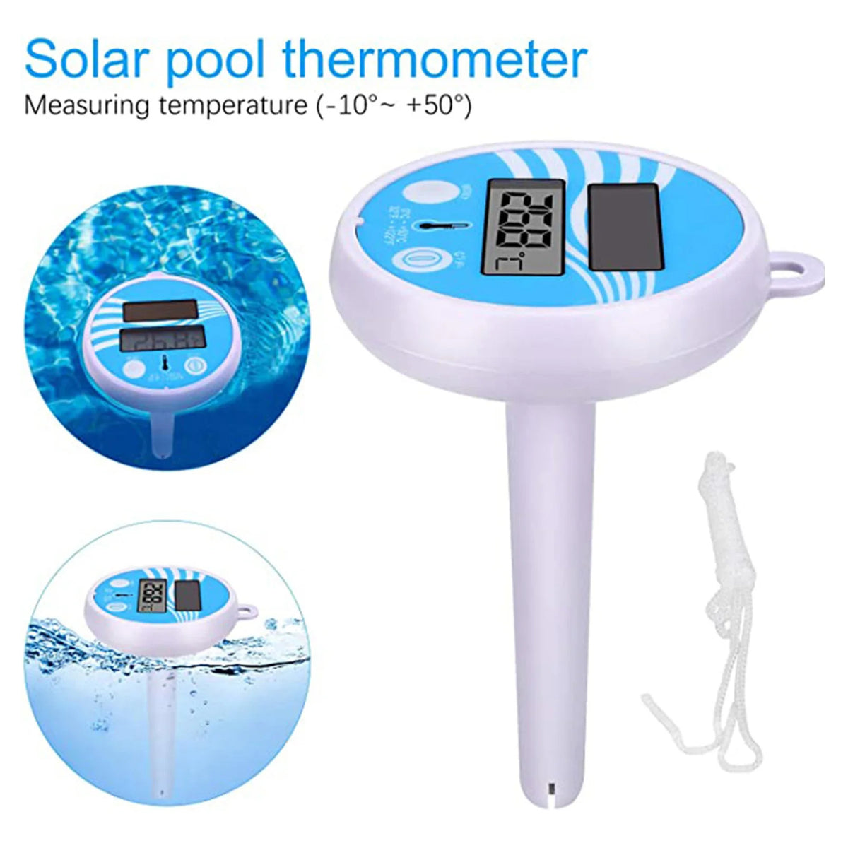 SOLAR POWERED FLOATING POND / POOL THERMOMETER DIGITAL LCD WATER TEMPERATURE UK