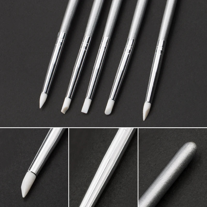 5 x SILICONE NAIL BRUSH UV GEL SCULPTING