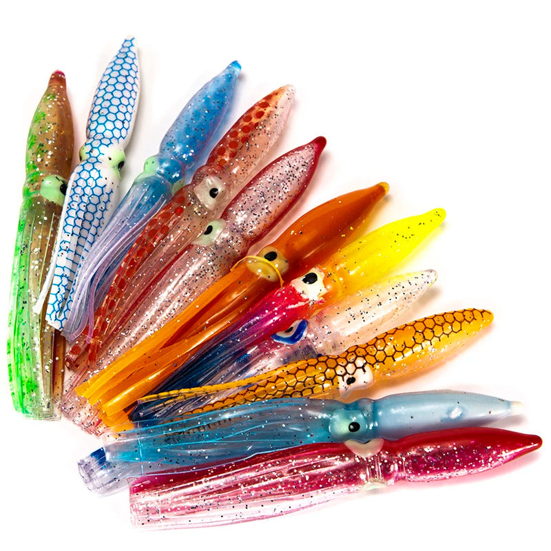10 x SOFT SQUID FISHING LURES 8cm